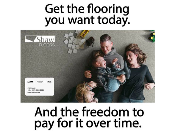 family lying on the floor in Wells Fargo financing ad - Carpet World of Martinsburg in WV