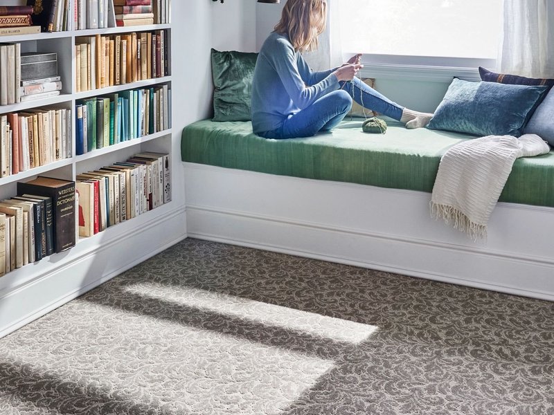 Reading nook in home library with carpet - Carpet World of Martinsburg in WV